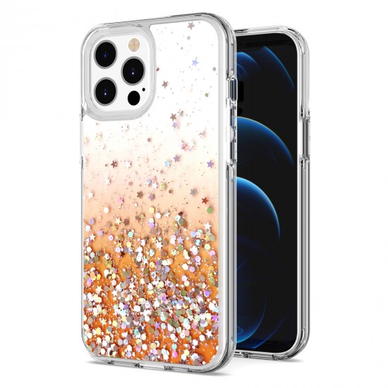 Clear Case with colorful glitter base case for iPhone 12/12 pro- Orange