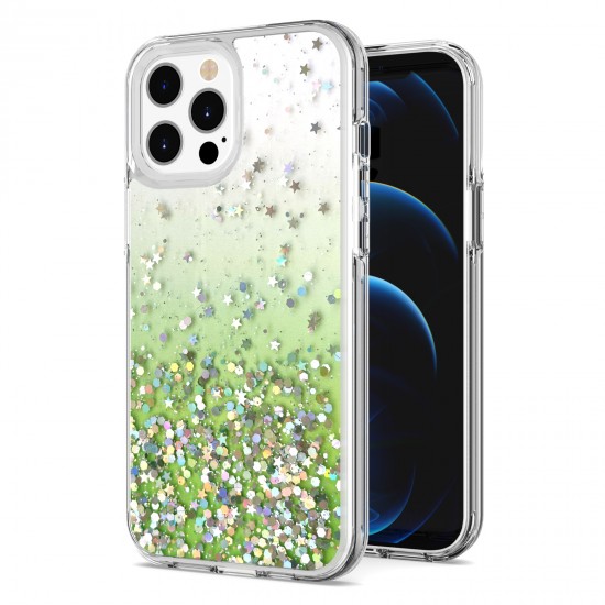 Clear Case with colorful glitter base case for iPhone 11- Green