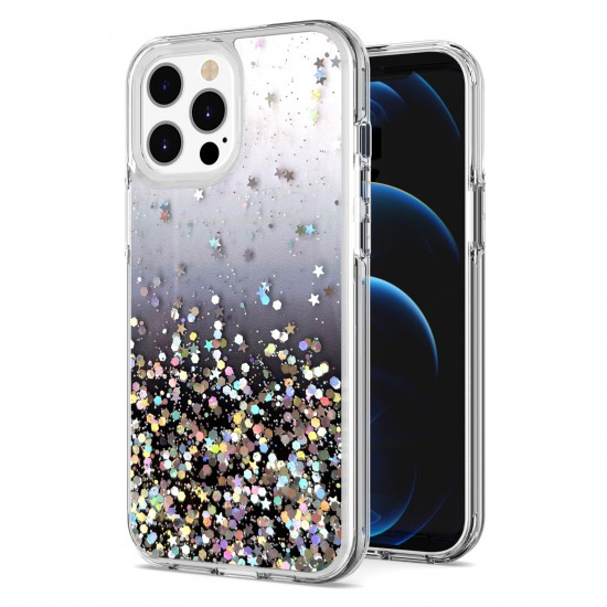 Clear Case with colorful glitter base case for iPhone 12/12 pro- Black