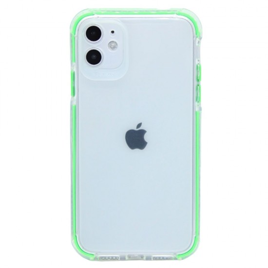 Clear case with back camera protection for iPhone 11- Green
