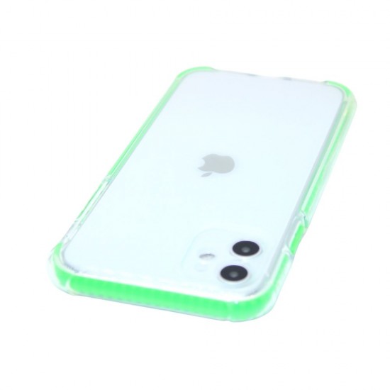Clear case with back camera protection for iPhone 11- Green