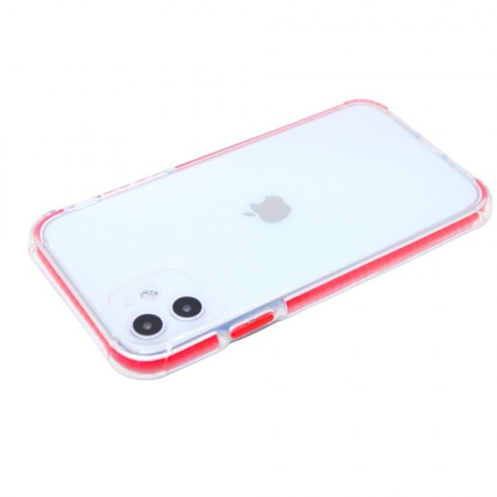 Clear case with back camera protection for iPhone 11- Red