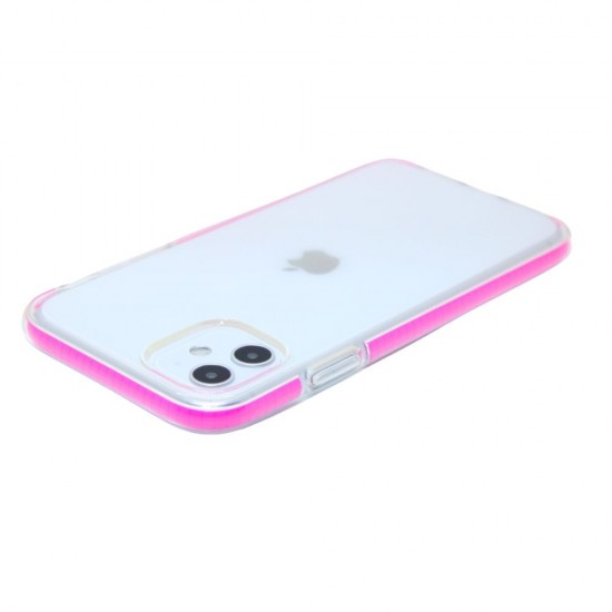 Clear case with colorful border for iPhone 11- pink