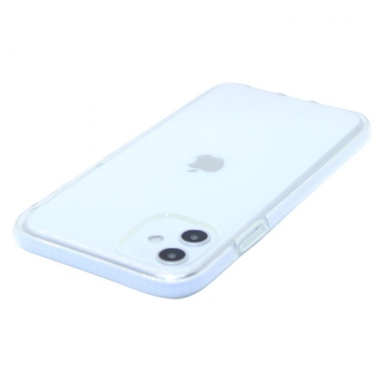 Clear case with colorful border for iPhone 11- White