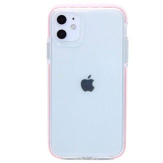 Clear case with colorful border for iPhone 11- light pink