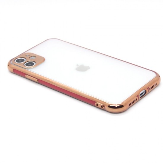 Clear case with gold base color for iPhone 11- Red