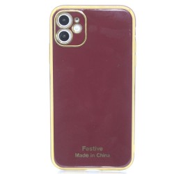 Gold Base with full color case for iPhone 11- Red