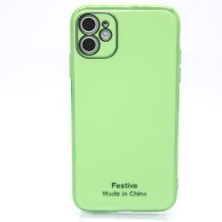 Gold Base with full color case for iPhone 11- Green