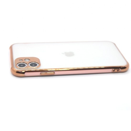 Clear case with gold base color for iPhone 11- Pink