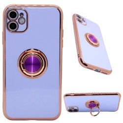 Gold Base with full color case with Kickstand for iPhone 11- Purple