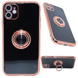 Gold Base with full color case with Kickstand for iPhone 11- Black