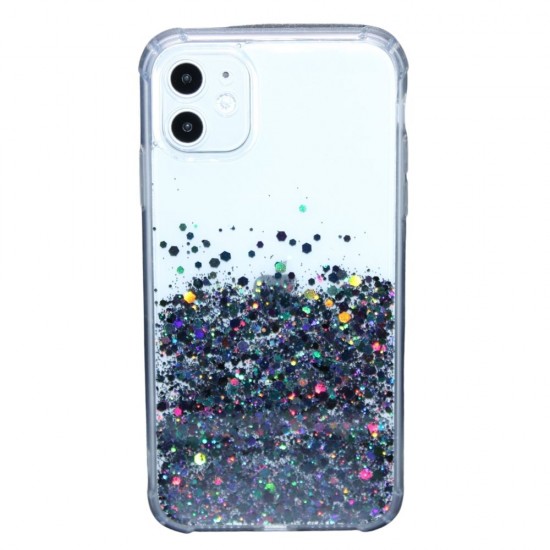 Clear case with stable glitter base case for iPhone 11- Black