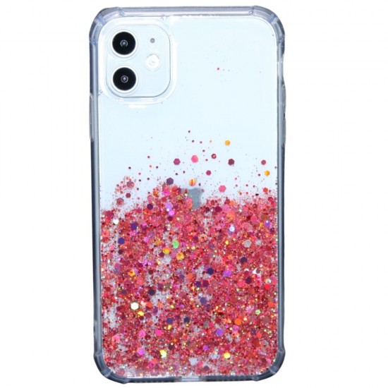 Clear case with stable glitter base case for iPhone 11- Rose Gold