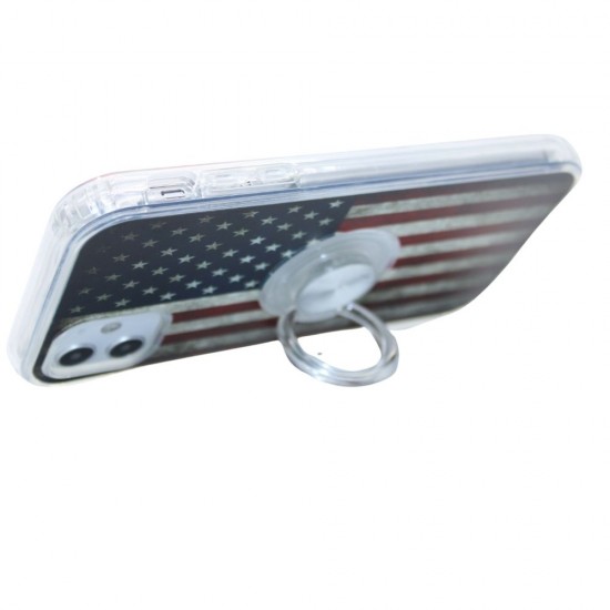 Flower design ring case for iPhone 11- American Flag