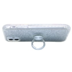 Glitter design Kick stand case for iPhone 11-  Silver