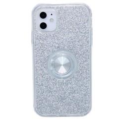 Glitter design Kick stand case for iPhone 11-  Silver