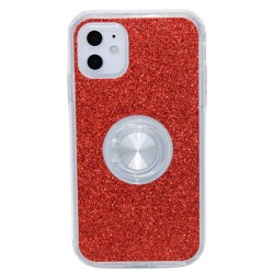 Glitter design Kick stand case for iPhone 11-  Red