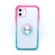 Clear design Kick stand case for iPhone 11- Hot  Pink & Dark Green