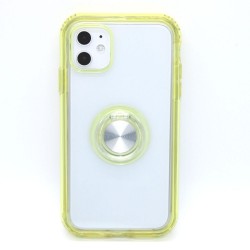 Clear design Kick stand case for iPhone 12 pro max- Yellow
