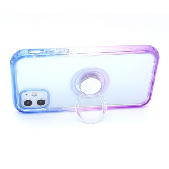 Clear design Kick stand case for iPhone 11- Blue & Purple