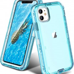 IPHONE 11 DEFENDER ARMOR Clear Case- Blue