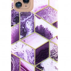 Marble Clear Clear Electrop lated Cases iPhone 12/12 Pro- Purple