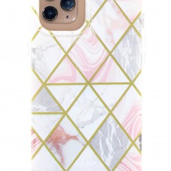 Marble Clear Clear Electrop lated Cases iPhone 12/12 Pro- Pink
