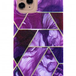 Marble Clear Clear Electroplated Cases iPhone 12/12 Pro- Dark Purple