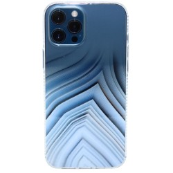 Floral Design Transparent Case Blue waves iPhone 12/12 Pro