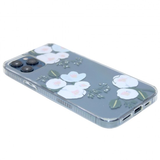 Floral Design Transparent Case white iPhone 12 Pro Max