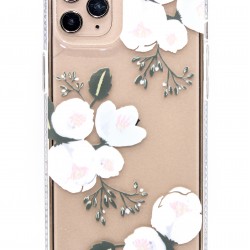 iPhone 12/12 Pro Clear Flower Design - White