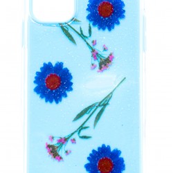 iPhone 12/12 Pro Clear Pink Classic Flowers Blue