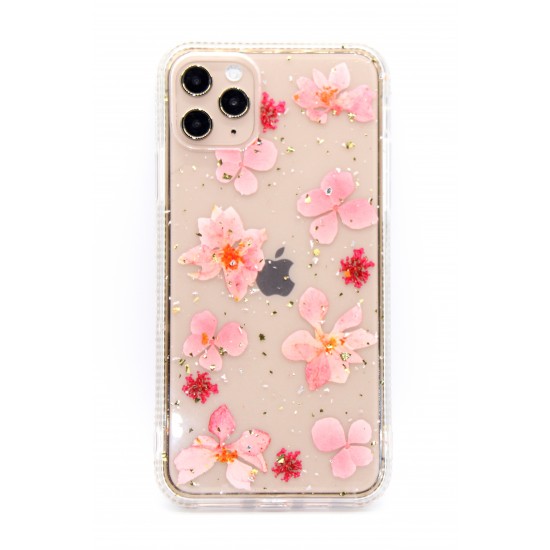 Samsung Note 10 Full Clear Flower Case- Peach
