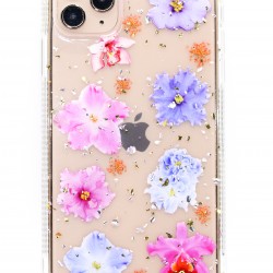 iPhone 12 Mini  Clear Flower Design - Purple