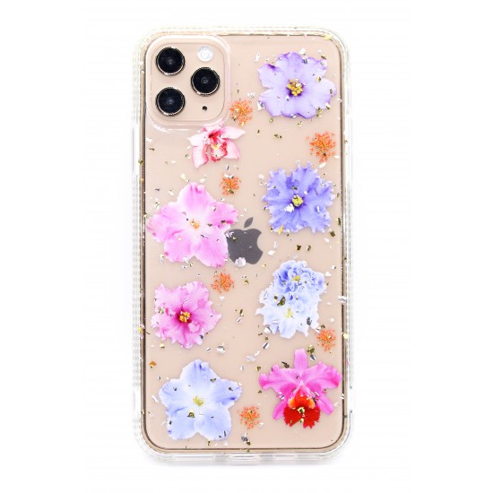 iPhone 11 Pro Max Clear Flower Design - Purple