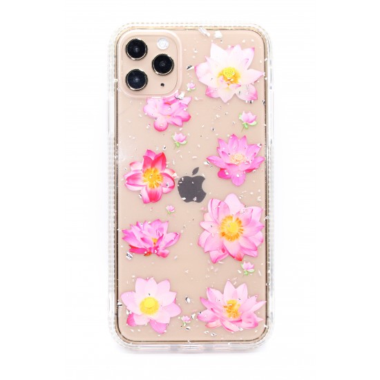 iPhone 12/12 Pro Clear Flower Design - Pink