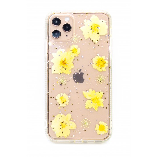 iPhone 12/12 Pro Clear Floral Case- Yellow
