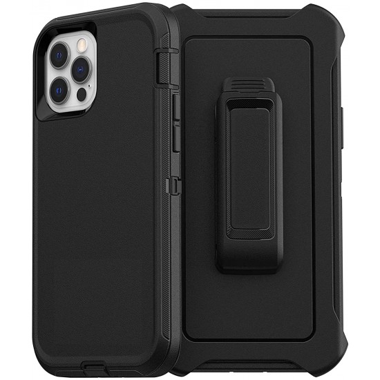 iPhone 12/12 Pro Defender Armor Black with Belt Clip