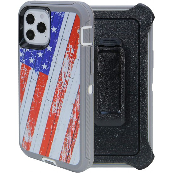 iPhone 11 Pro Max Defender Armor With Holster American Flag 
