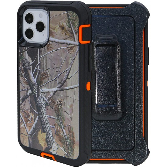iPhone 11 Pro Defender Armor With Holster Orange Camo