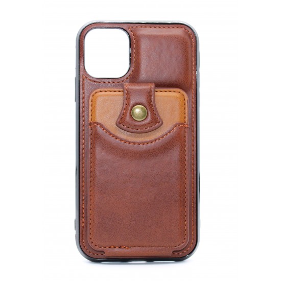 iPhone 11 Pro Max Back Wallet Buttoned Brown