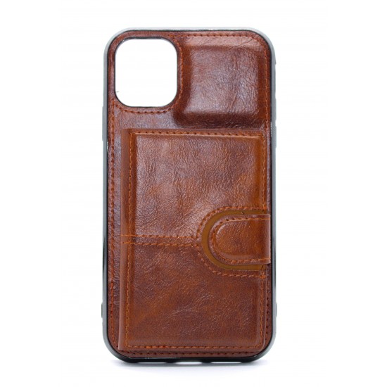 iPhone 11 Pro Max Back Wallet PU leather Brown