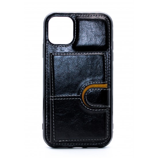 iPhone 11 Pro Max Back Wallet PU Leather Black