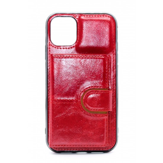 iPhone 11 Pro Max Back Wallet PU Leather Red