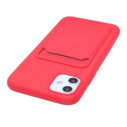 Silicone Back wallet case for iPhone 11- Red