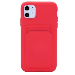 Silicone Back wallet case for iPhone 11- Red