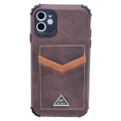 King back wallet case for iPhone 11- Dark Brown