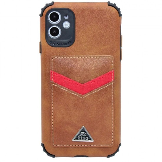 King back wallet case for iPhone 11- Brown