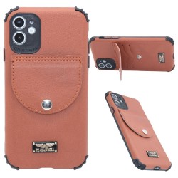 Fzalanbell back pocket  wallet case for iPhone 12/12 Pro- Brown