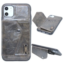 Leather back pocket wallet case for iPhone 12/12 Pro- Gray